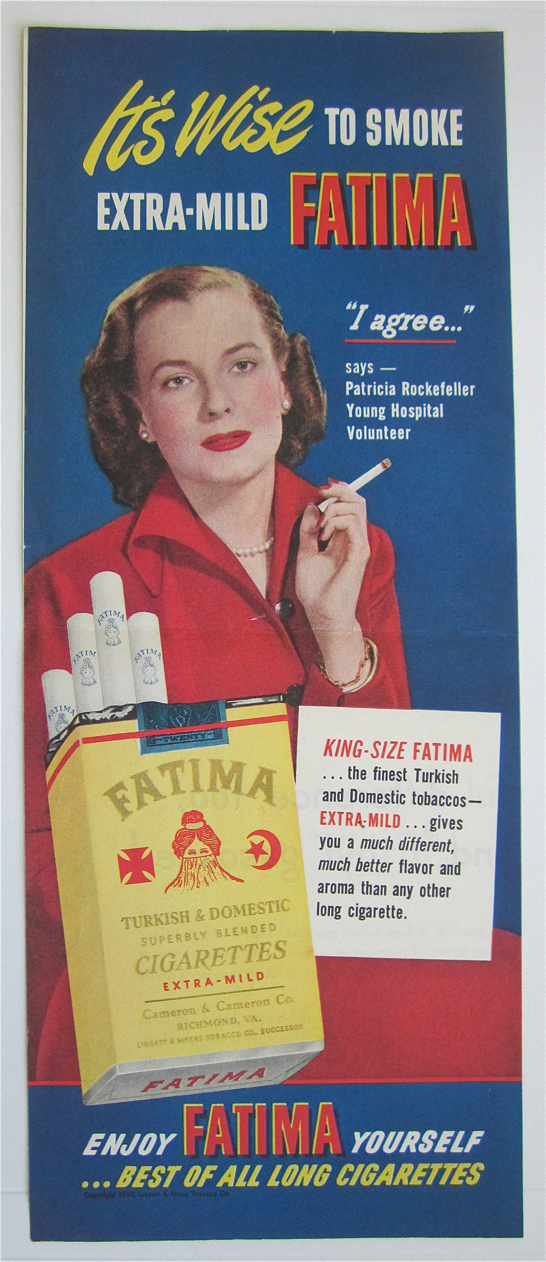 1950 Fatima Cigarettes With Patricia Rockefeller