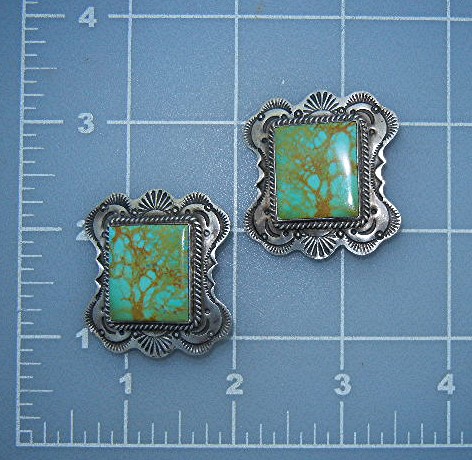 Navajo Kingman Turquoise Sterling Silver Clip Earrings