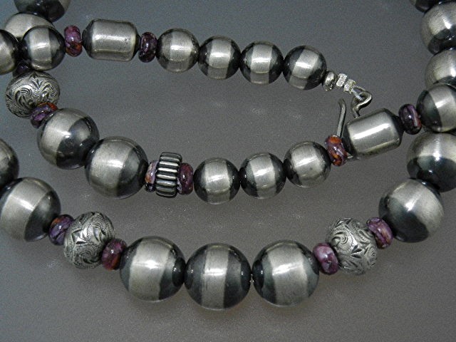 Navajo Sterling Silver Spiny Oyster Russell Sam Necklac