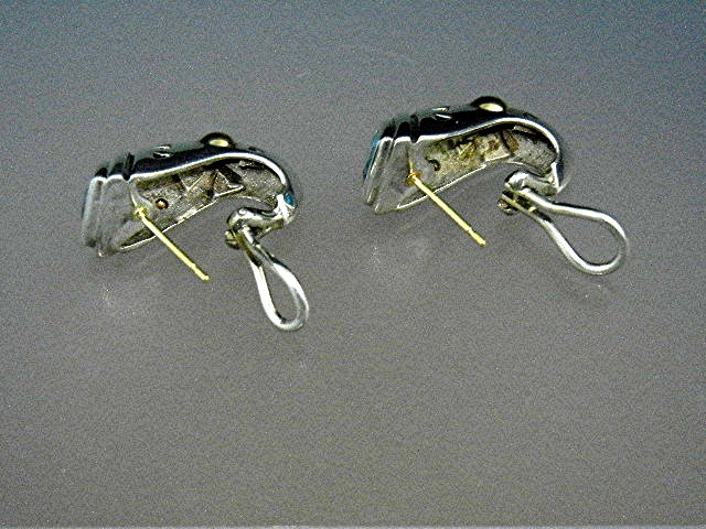18K Gold Sterling Silver Blue Topaz John Atencio Earrin