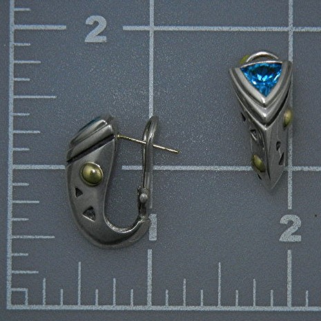 18K Gold Sterling Silver Blue Topaz John Atencio Earrin