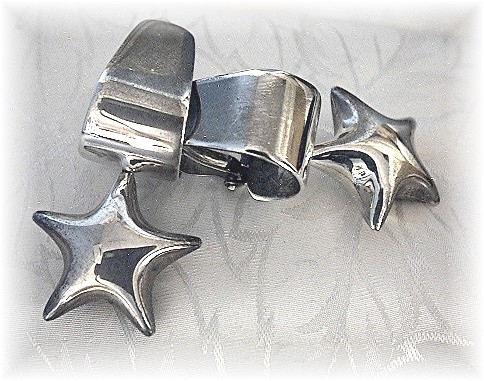 Large Sterling Silver Star Clip Earrings