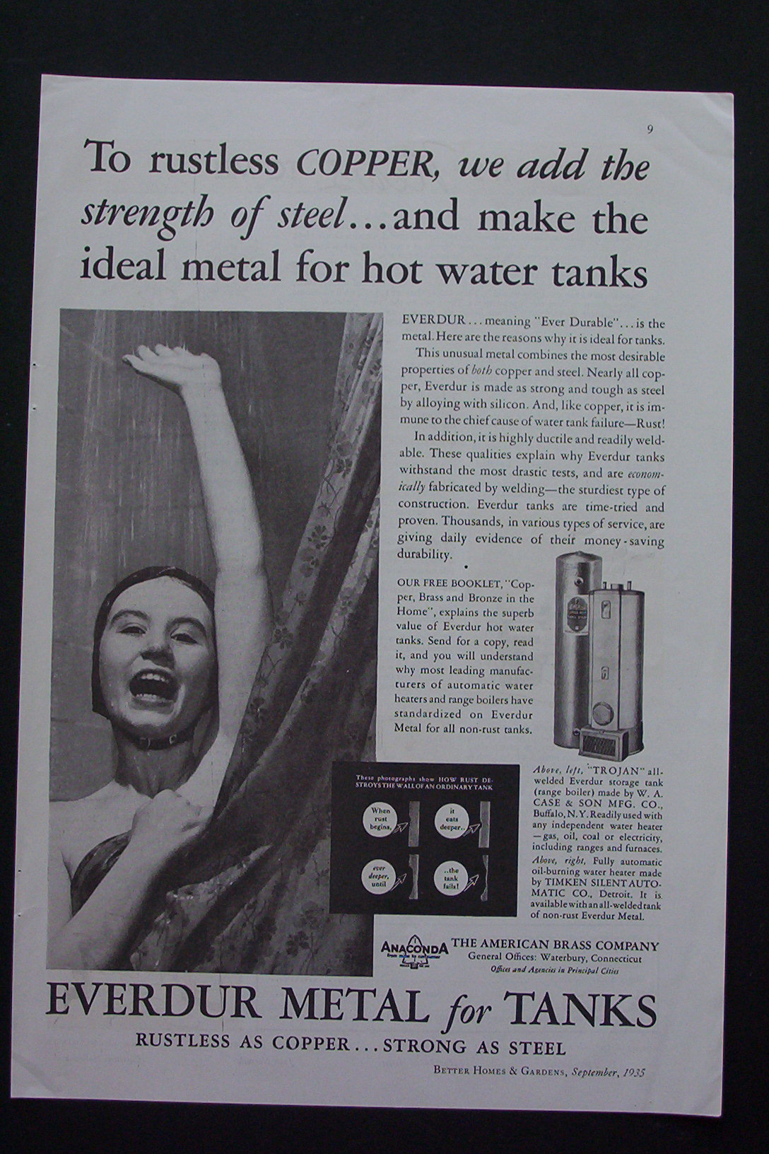1935 Everdur Metal For Tanks with Girl In The Shower