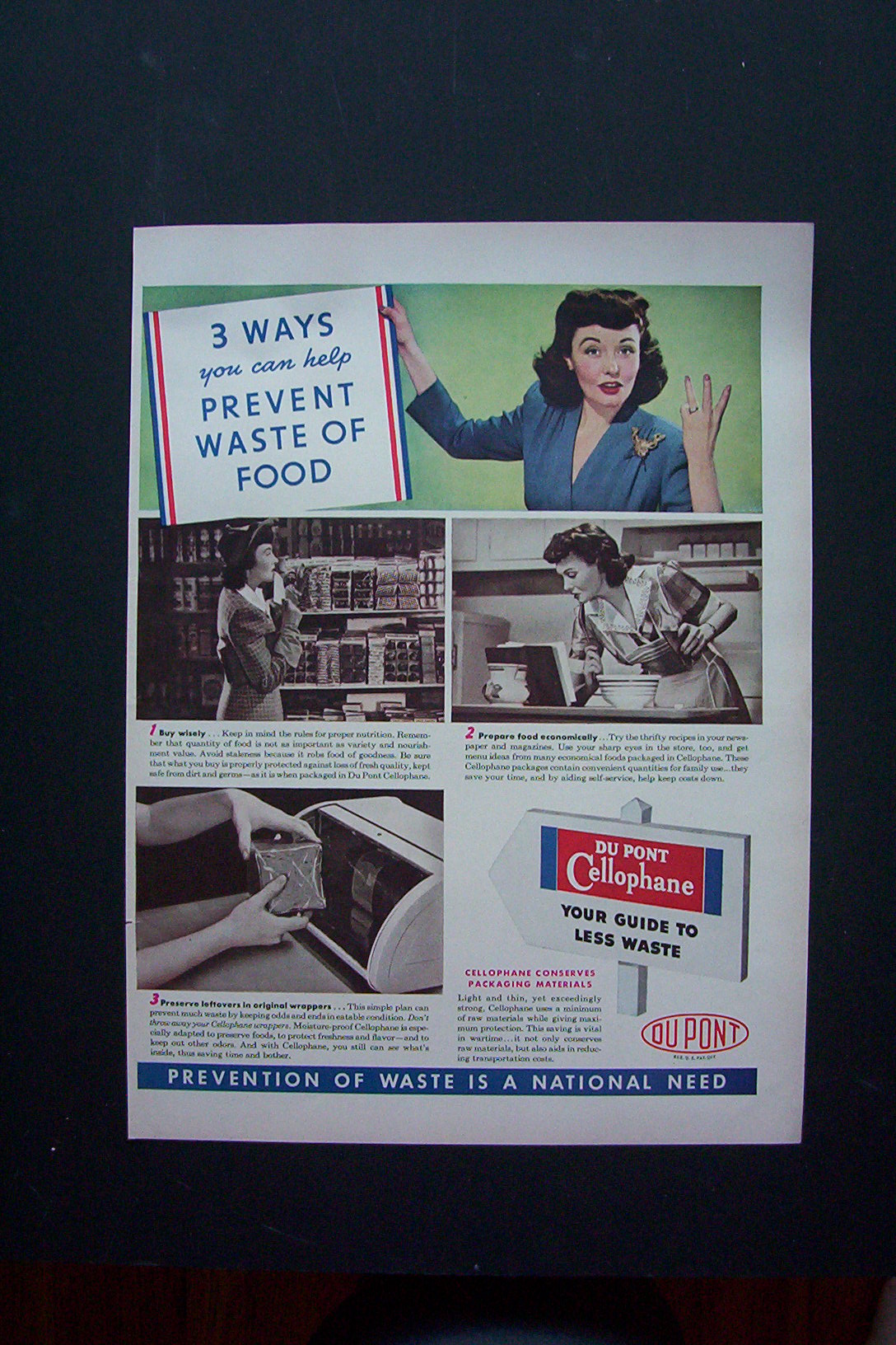 1942 Du Pont Cellophane with 3 Ways To Prevent Waste