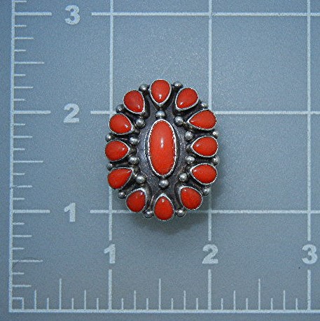 Navajo Mediterranean Coral Sterling Silver Ring Paul Li