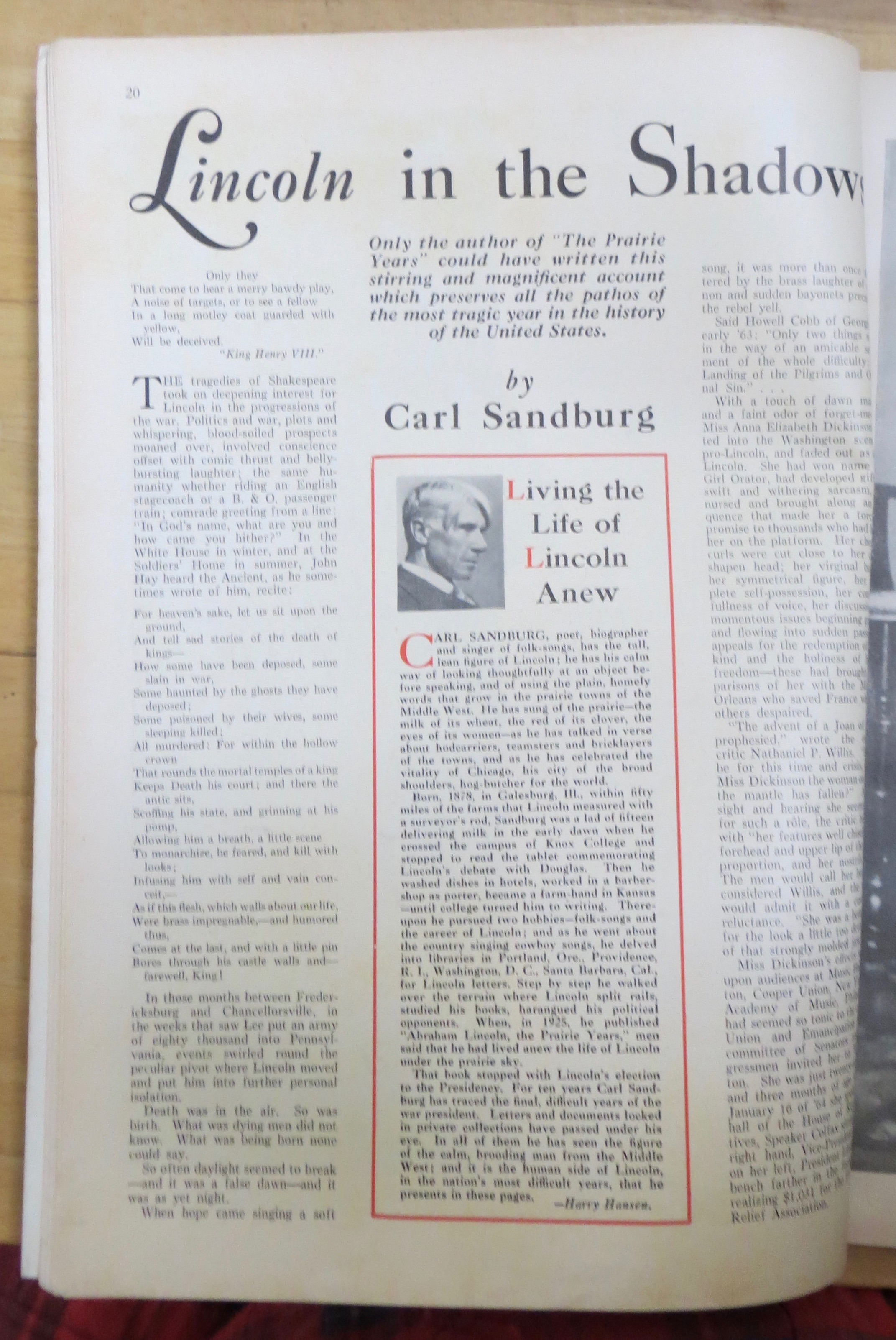 Redbook Magazine March 1936 Carl Sandburg