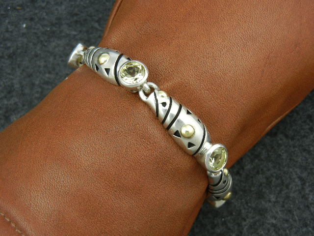 18K Gold Periot  and Sterling Silver John Atencio Brace
