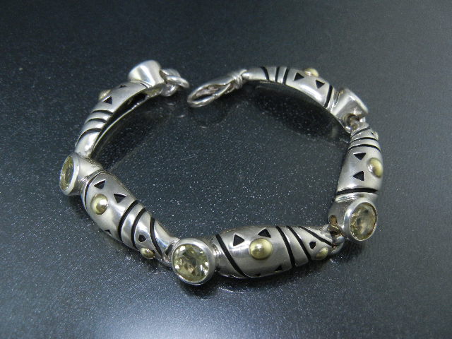 18K Gold Periot  and Sterling Silver John Atencio Brace