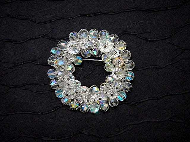 Crystals Circle Vintage Brooch
