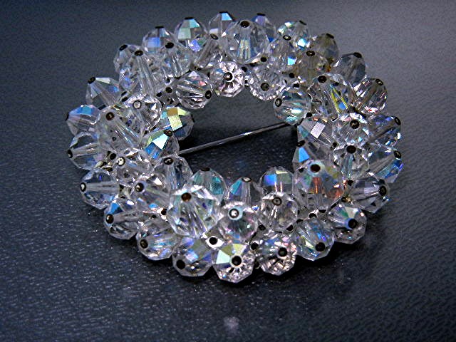 Crystals Circle Vintage Brooch