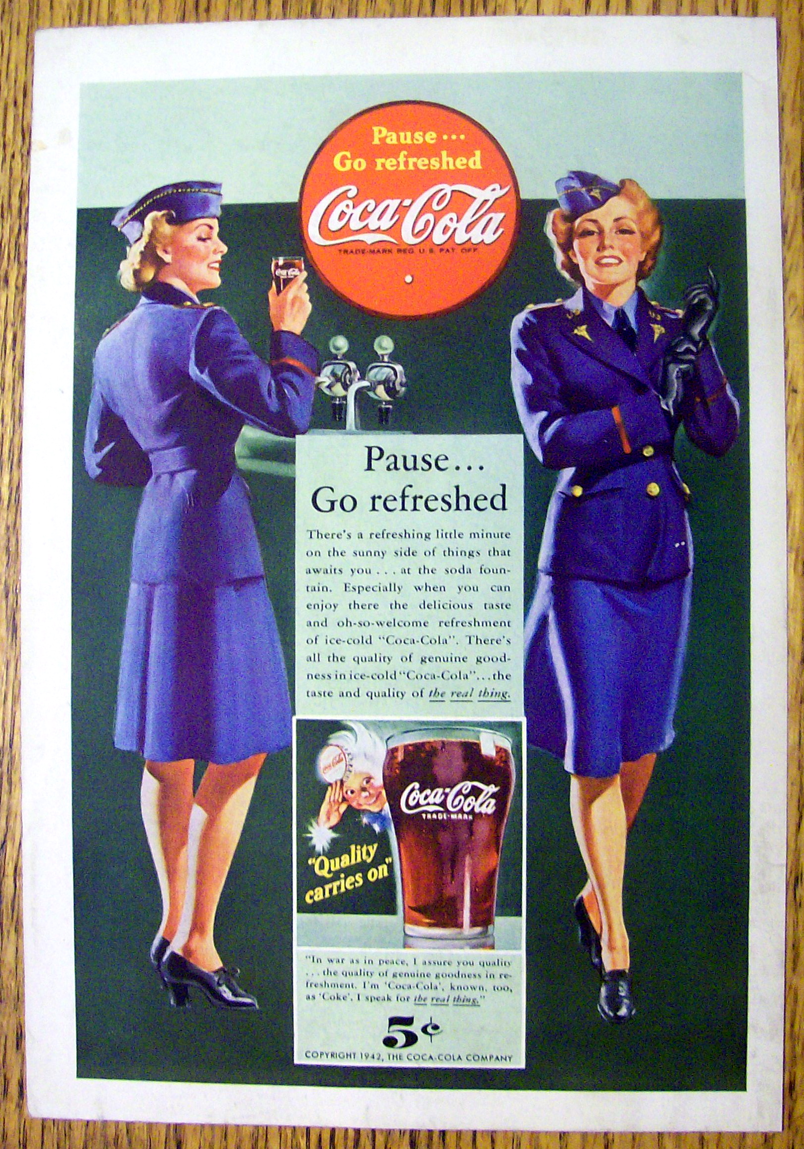 1942 Coca Cola (Coke) with Woman Soldier