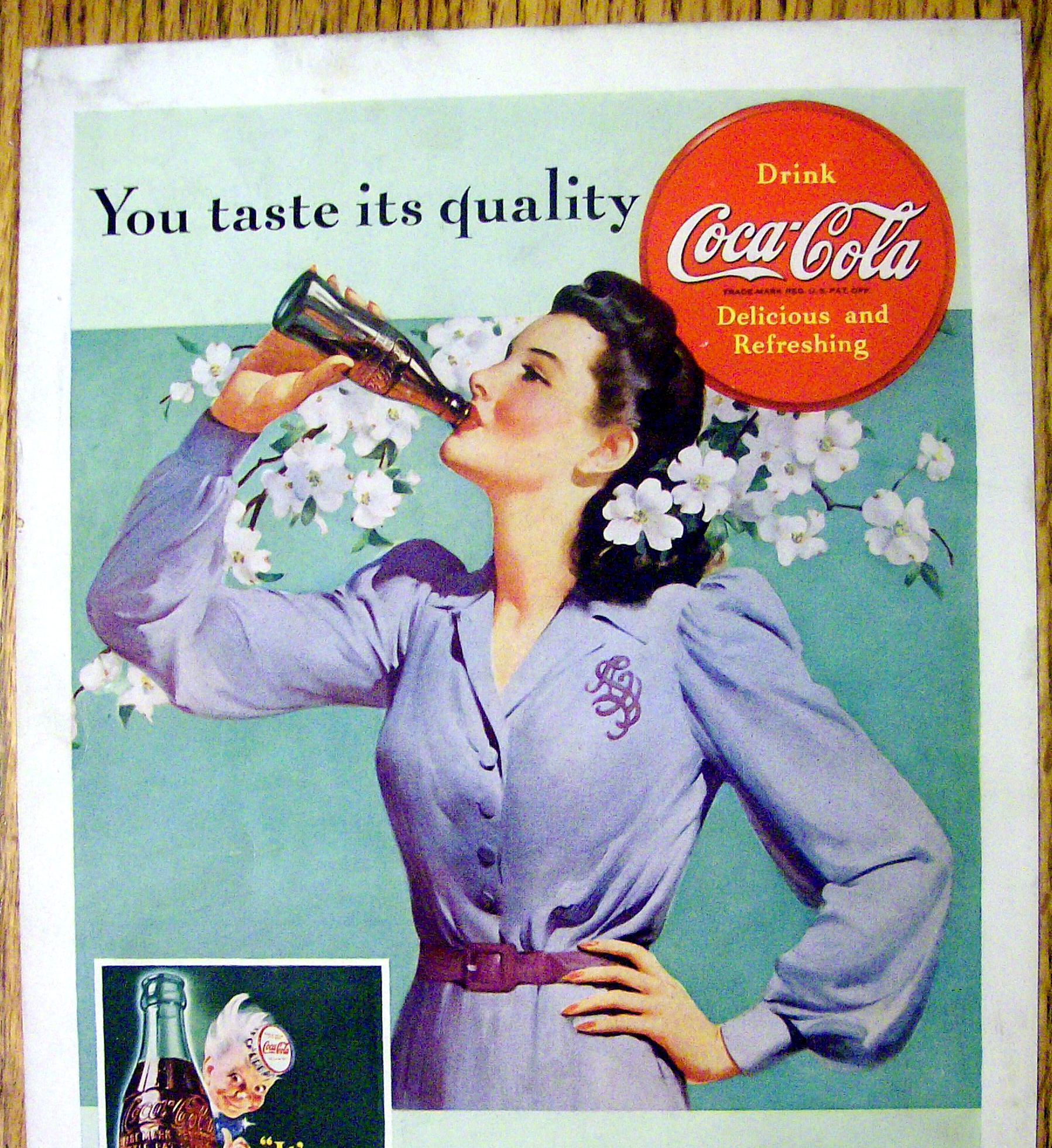 1942 Coca Cola (Coke) with Woman Drinking a Soda