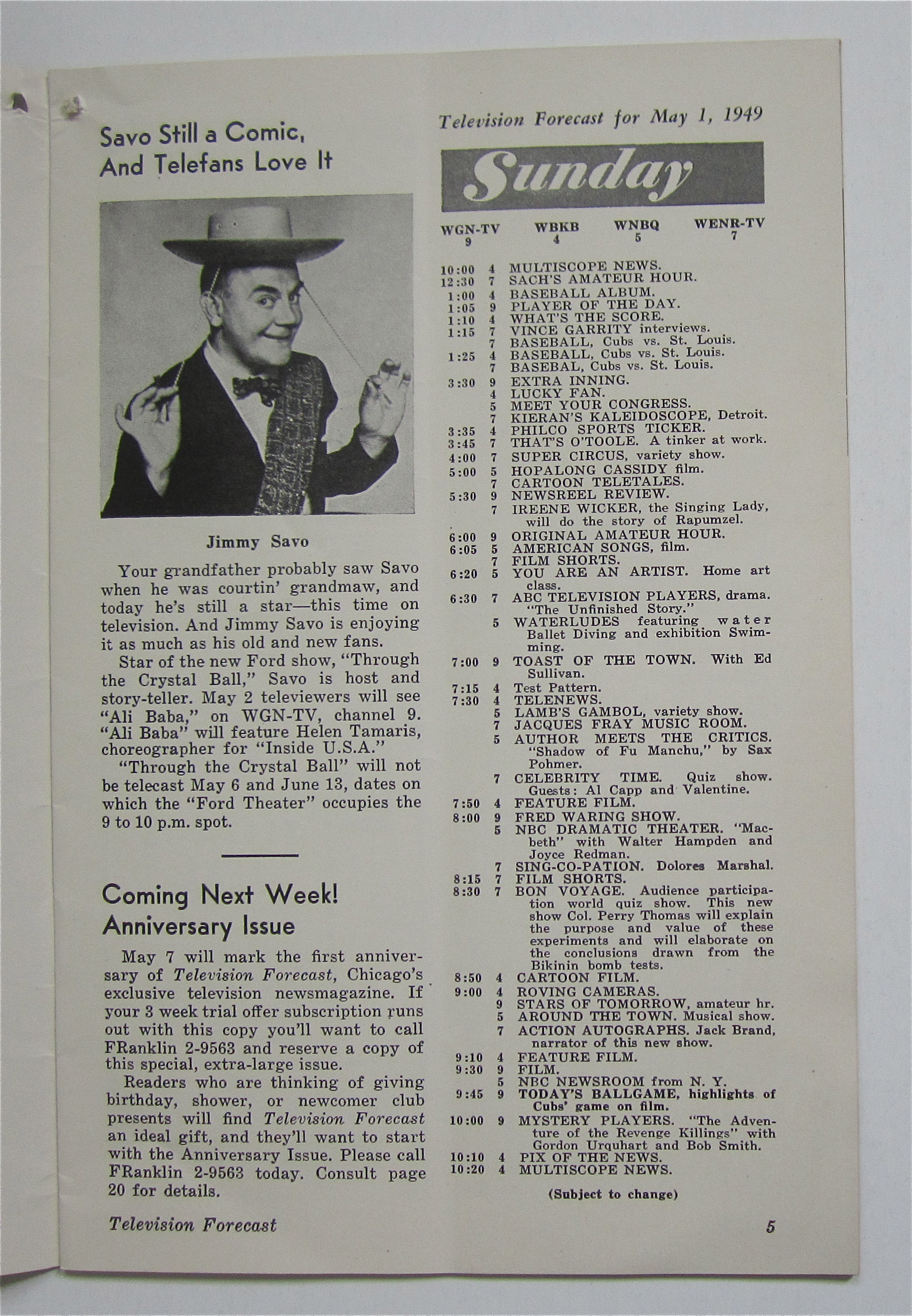 Television Forecast April 30, 1949 Harold Isbell