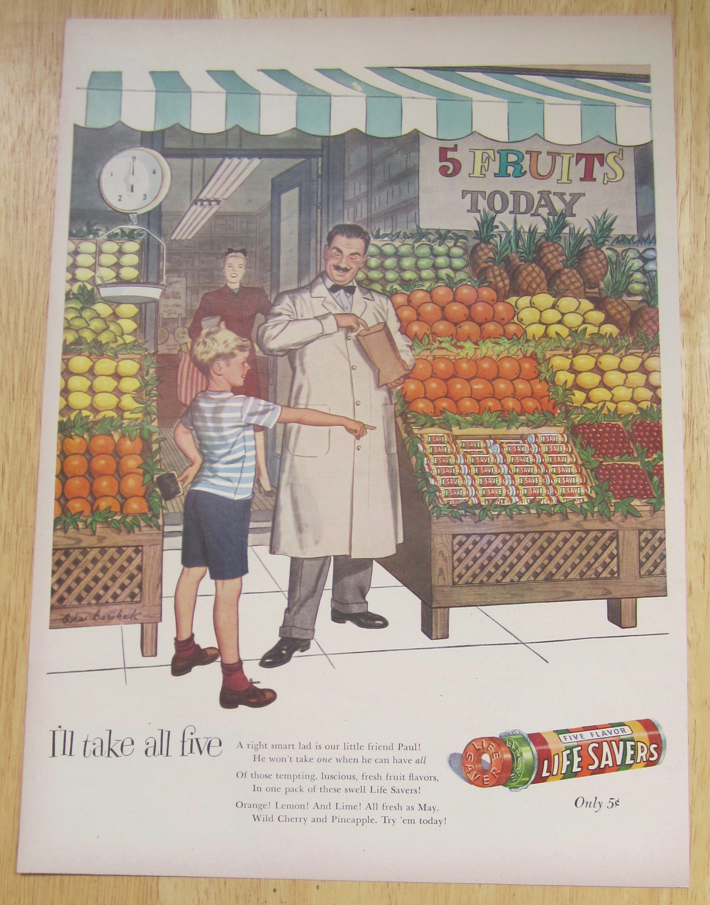 1947 Five Flavor Lifesavers/Life Savers w/ Boy & Man