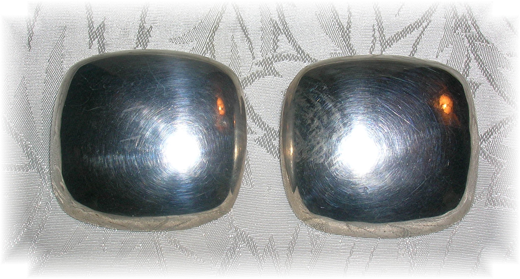 Signed F C Sterling Silver Large Clip Earrings