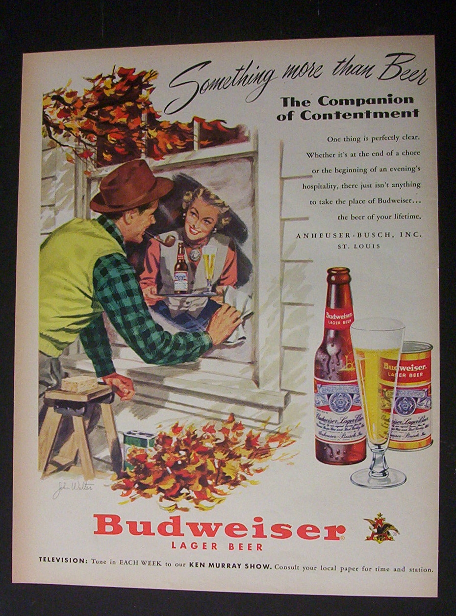 1951 Dual Ad: Budweiser  Beer  &  Shell  Motor  Oil
