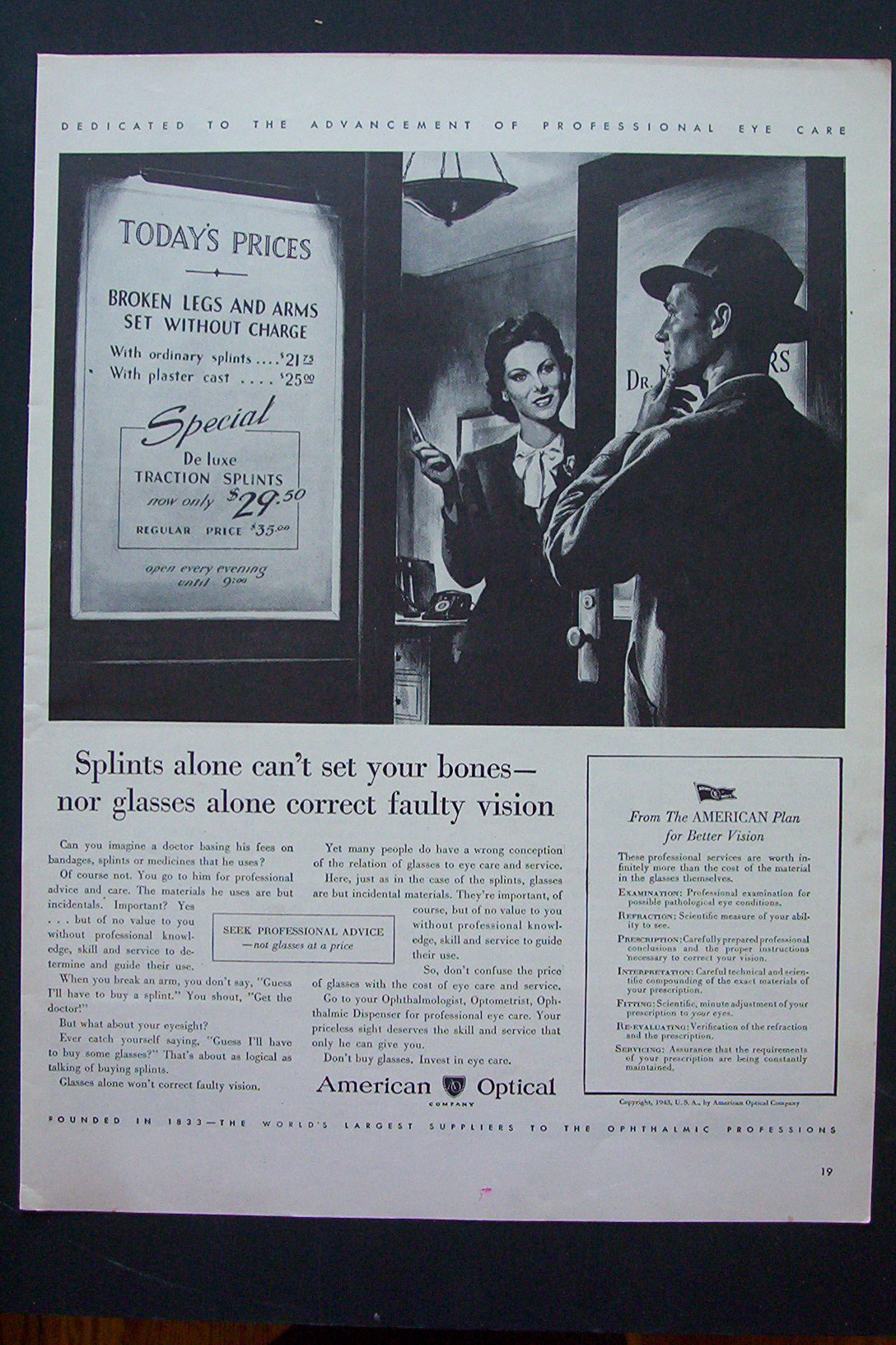 1943 American Optical with Woman Showing Man Prices