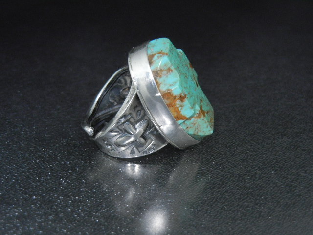 David Troutman Sterling Silver Carved Turquoise Cross R
