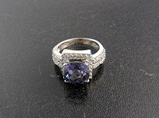 White Sapphires Purple Spinel Sterling Silver Ring