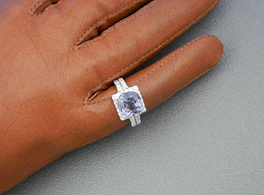 White Sapphires Purple Spinel Sterling Silver Ring