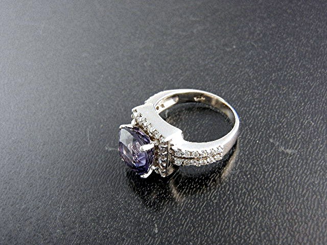 White Sapphires Purple Spinel Sterling Silver Ring