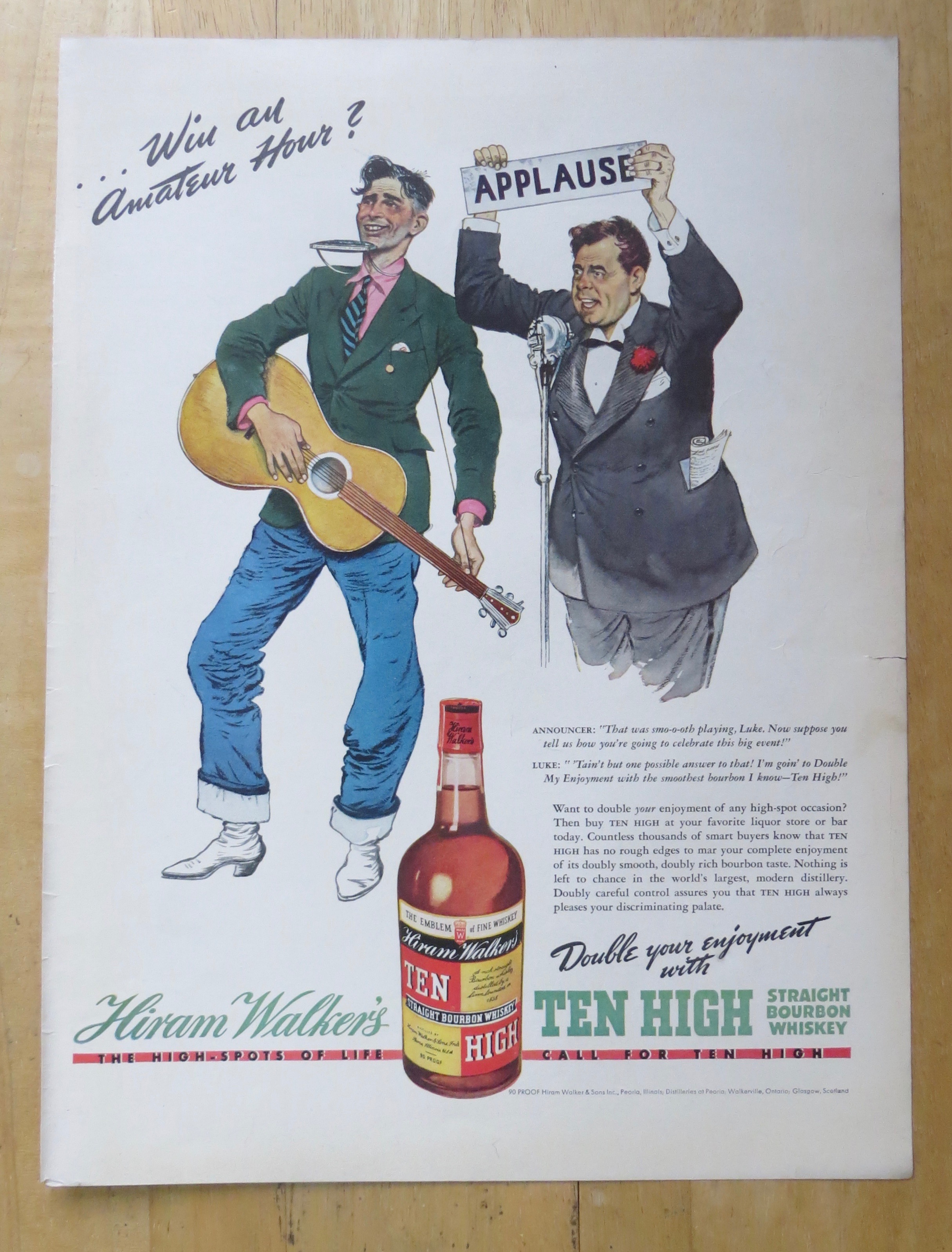 1938 Hiram Walker's Ten High Whiskey w/ One Man Band