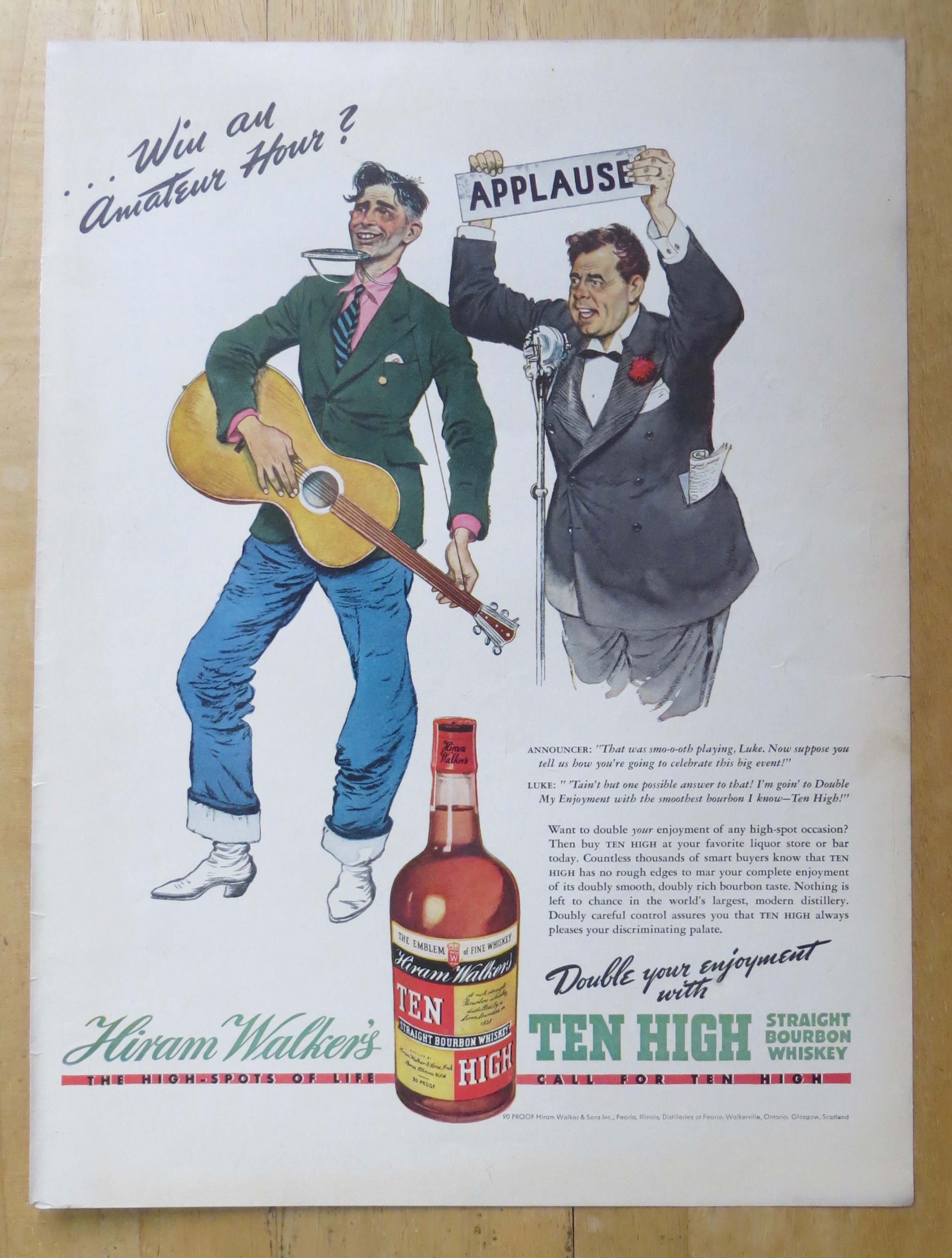 1938 Hiram Walker's Ten High Whiskey w/ One Man Band