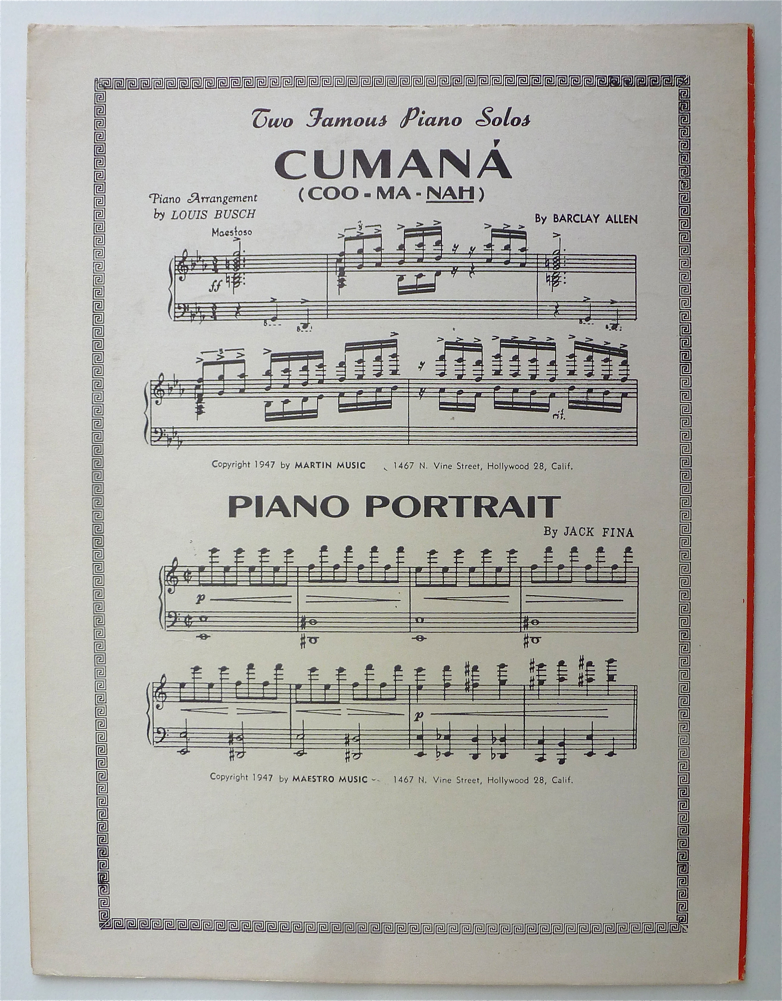 Sheet Music For 1946 Bumble Boogie