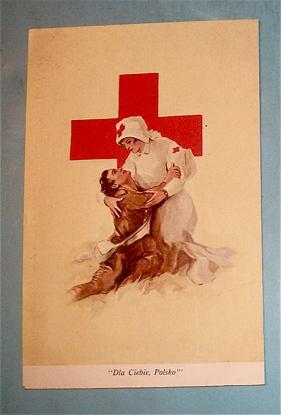 Dla Ciebie, Polsko Postcard w/Nurse & Soldier w/Cross