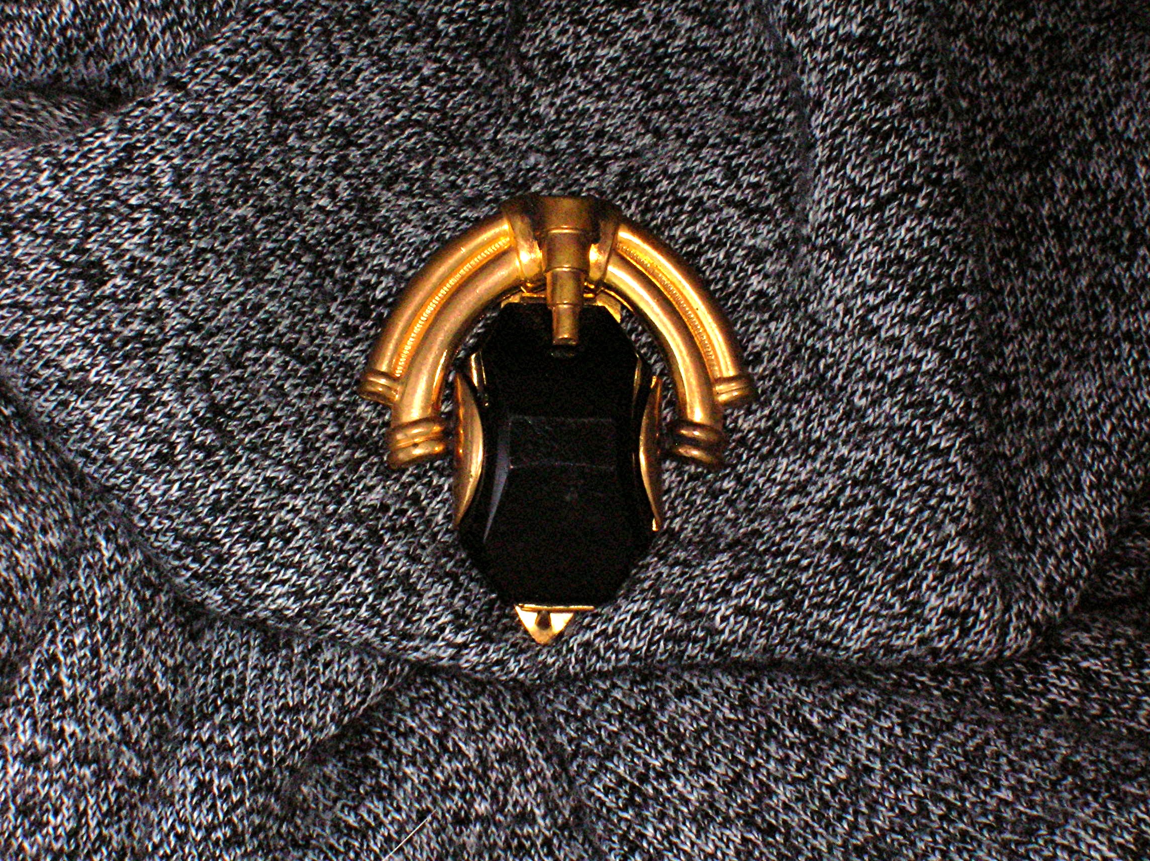 Dress Clip 50s Goldtone Black Glass