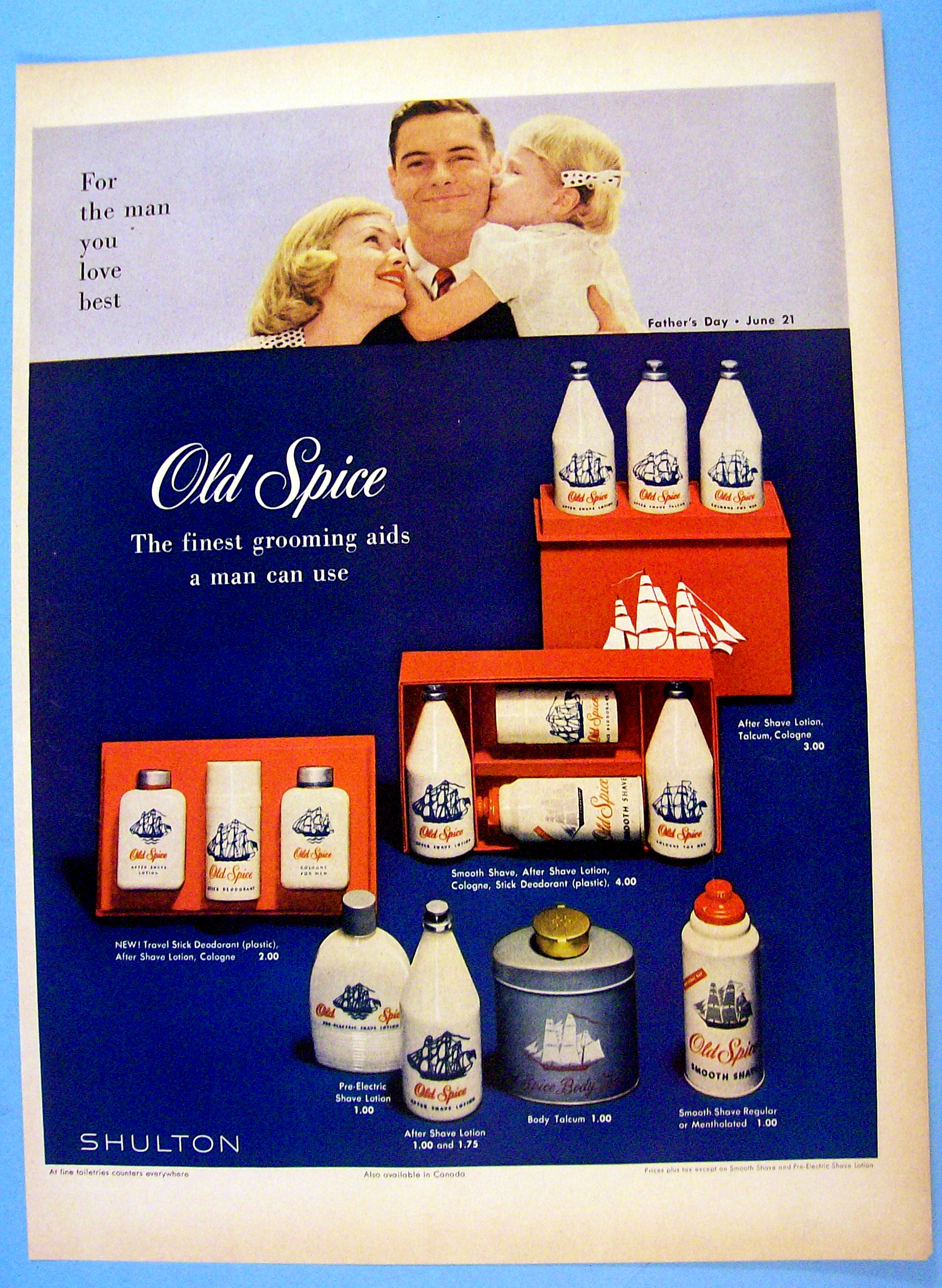 1959 Old Spice with Man and Family for Father's Day