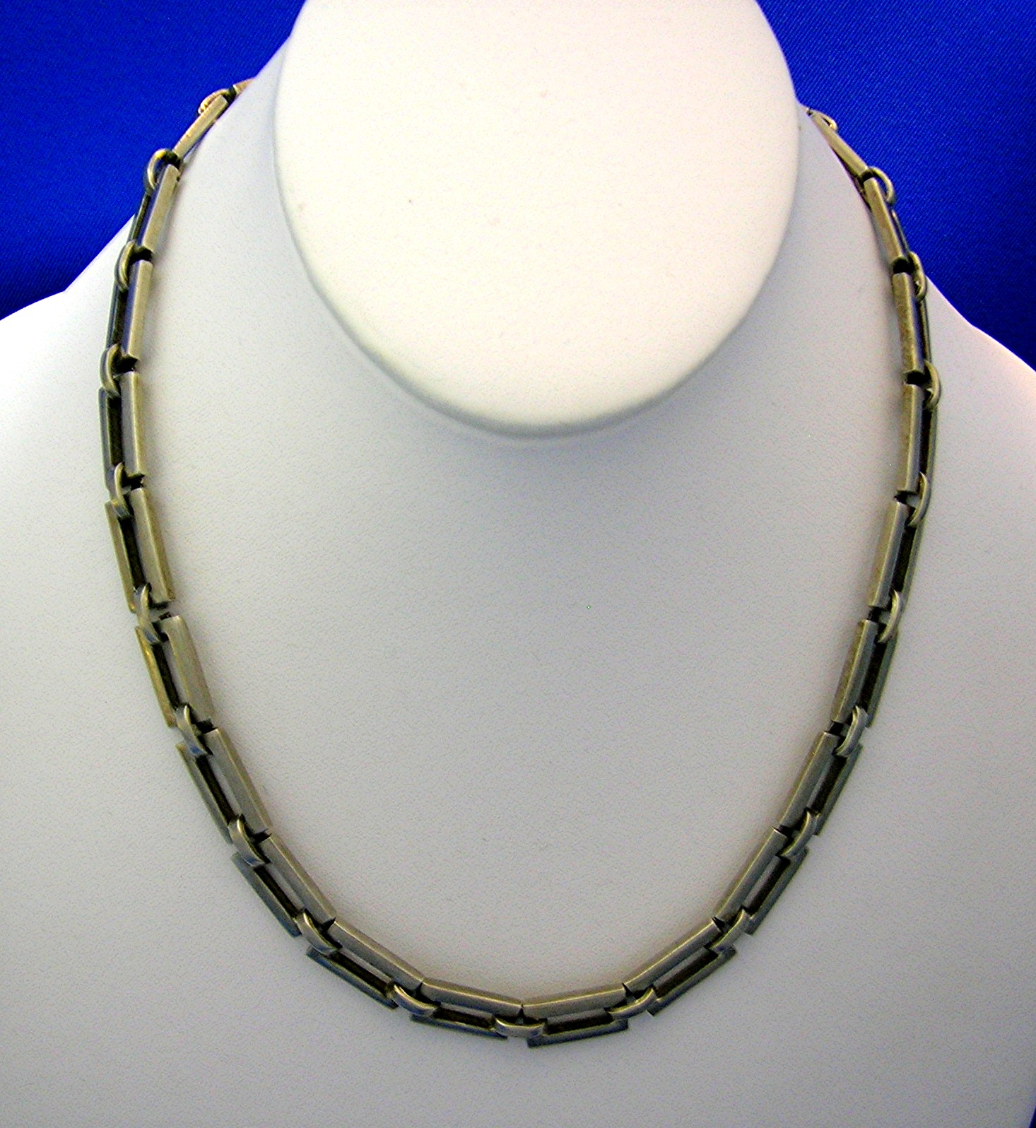 Sterling Silver Handcrafted Oblong Link Chain Necklace