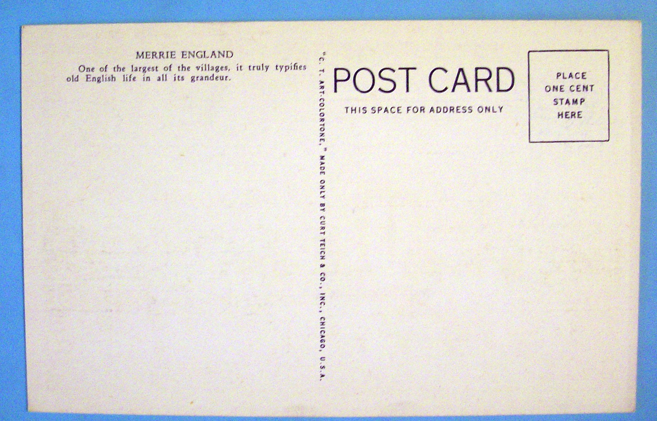 1933 Century of Progress, Merrie England Postcard