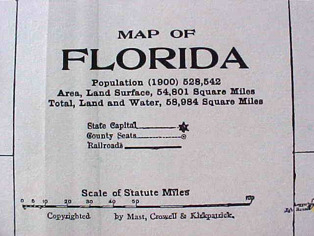 Antique Map Alabama Florida 1906