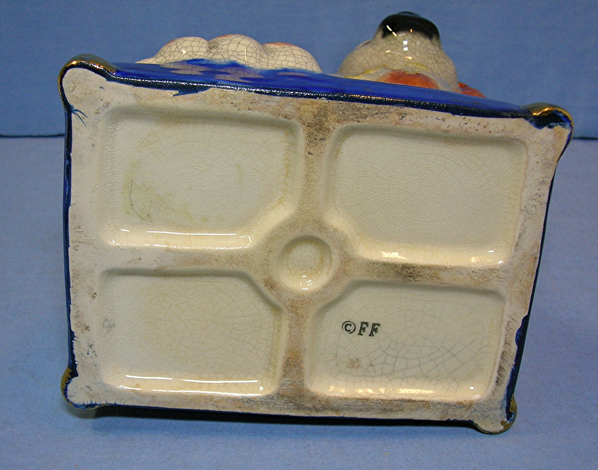 Ceramic Dog Stafforshire Planter Marked FF