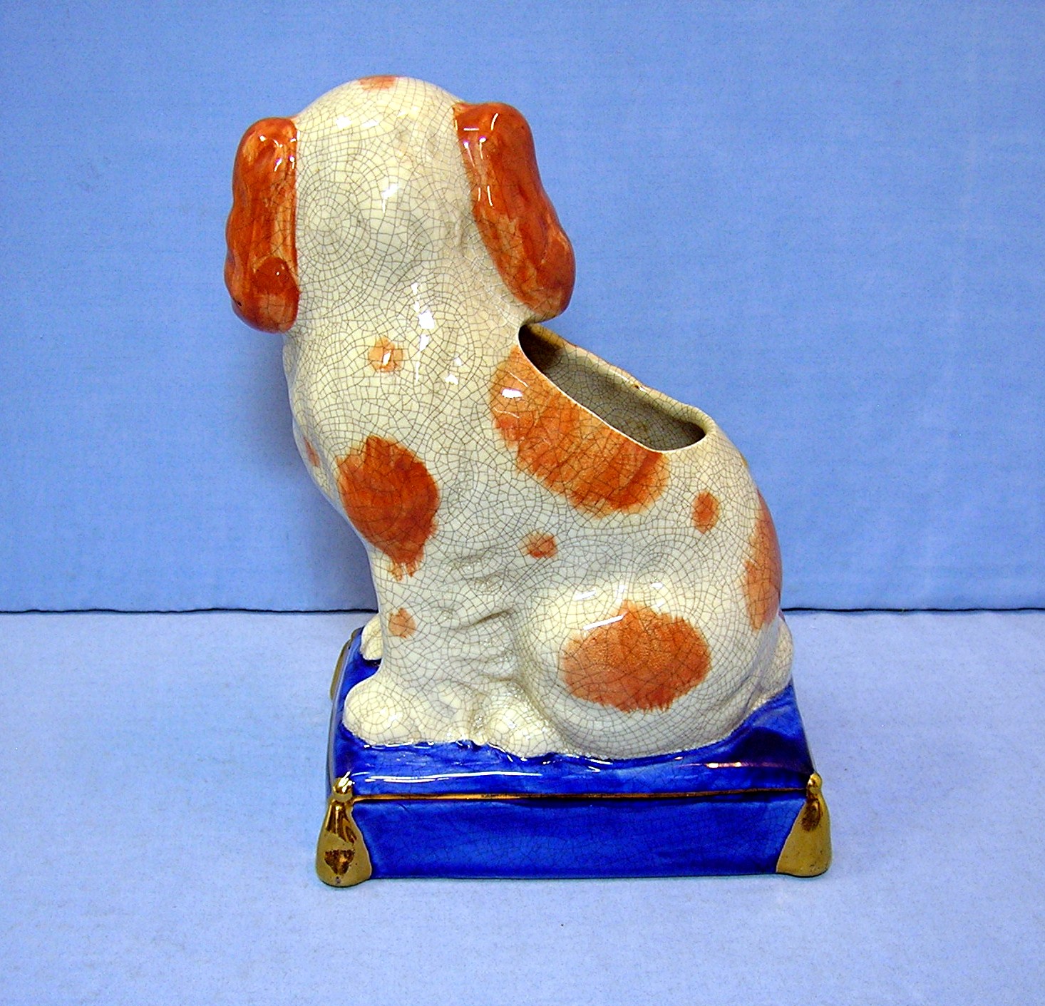 Ceramic Dog Stafforshire Planter Marked FF