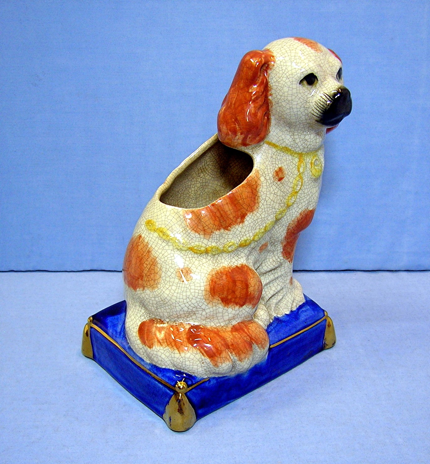 Ceramic Dog Stafforshire Planter Marked FF