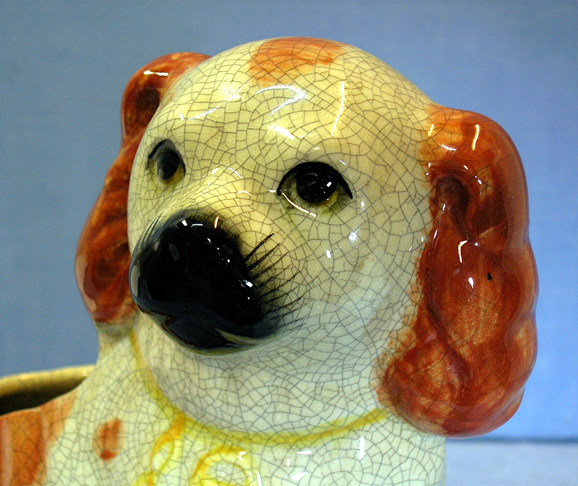 Ceramic Dog Stafforshire Planter Marked FF
