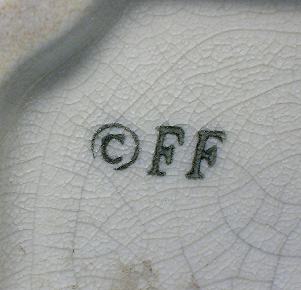 Ceramic Dog Stafforshire Planter Marked FF