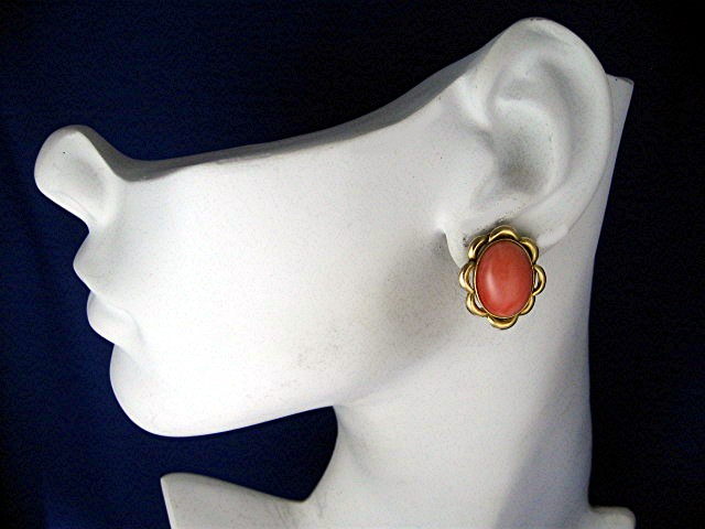 Earrings 14K Gold CORAL French Clip Earrings