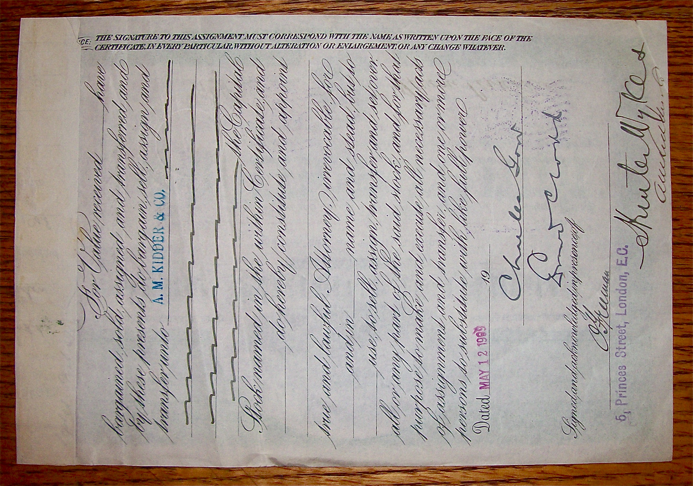 1908 Sharon Railway Stock Certificate