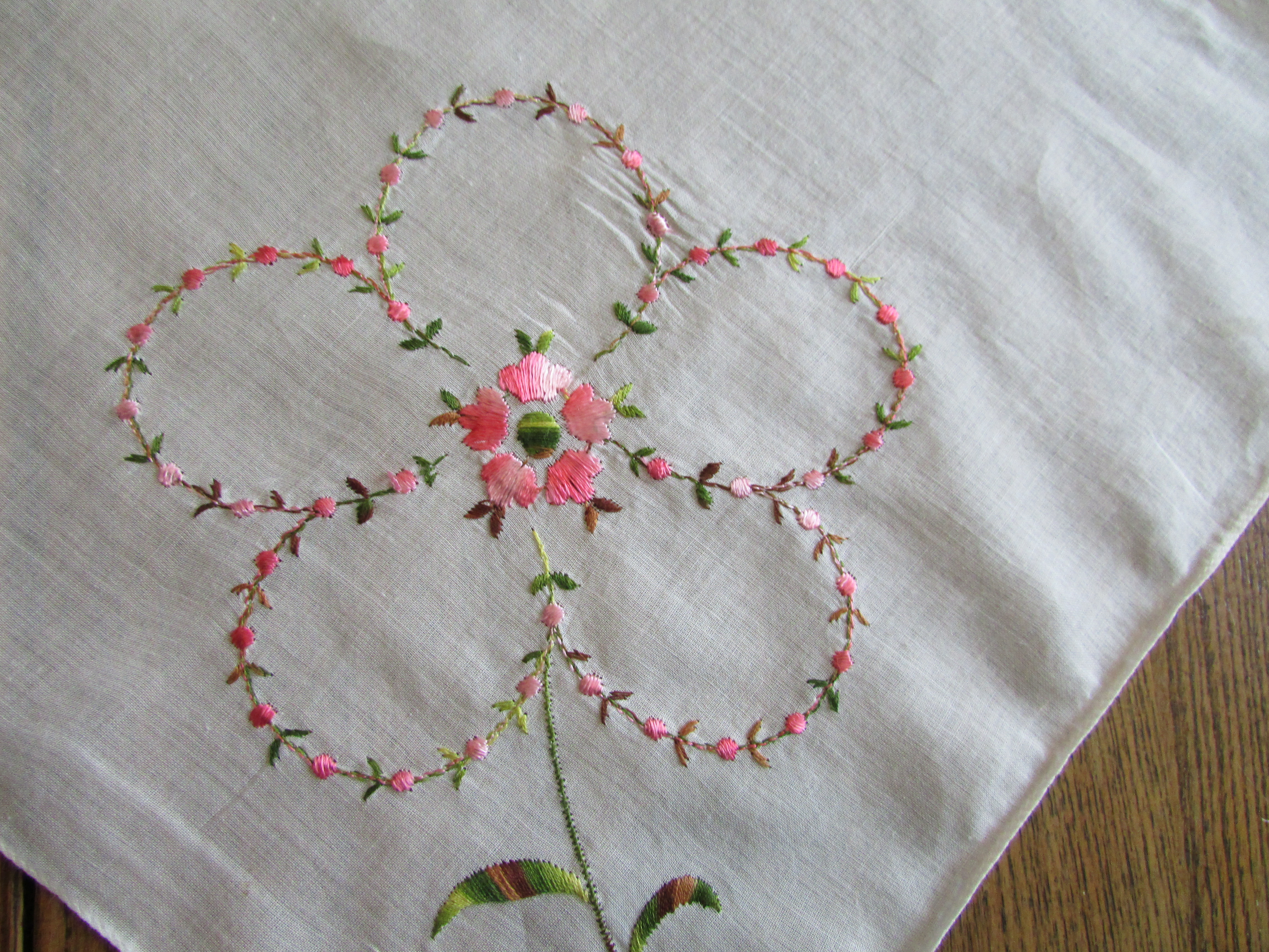 Embroidered Flower Handkerchief