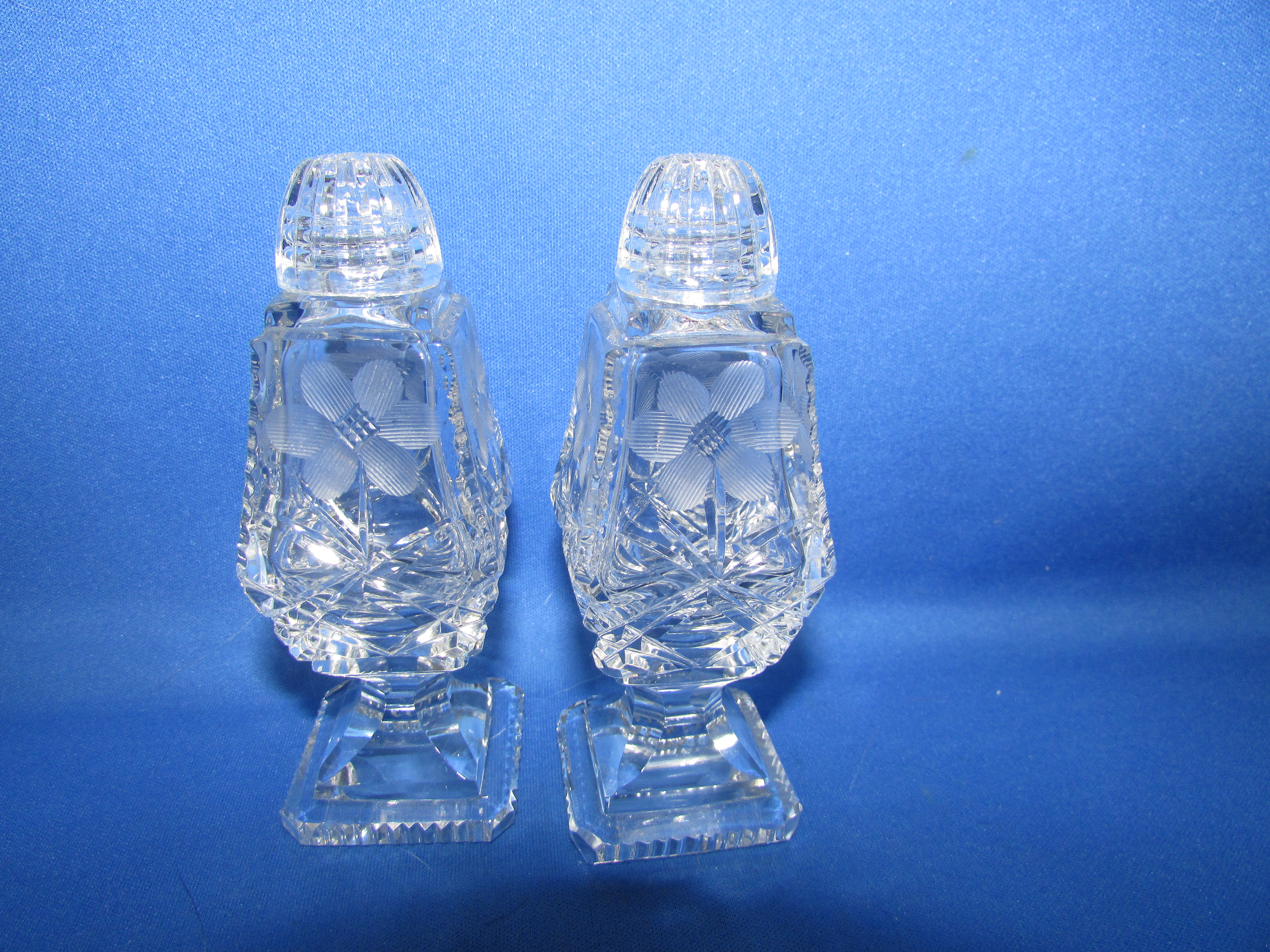 Cut Glass Crystal Salt and Pepper Shakers