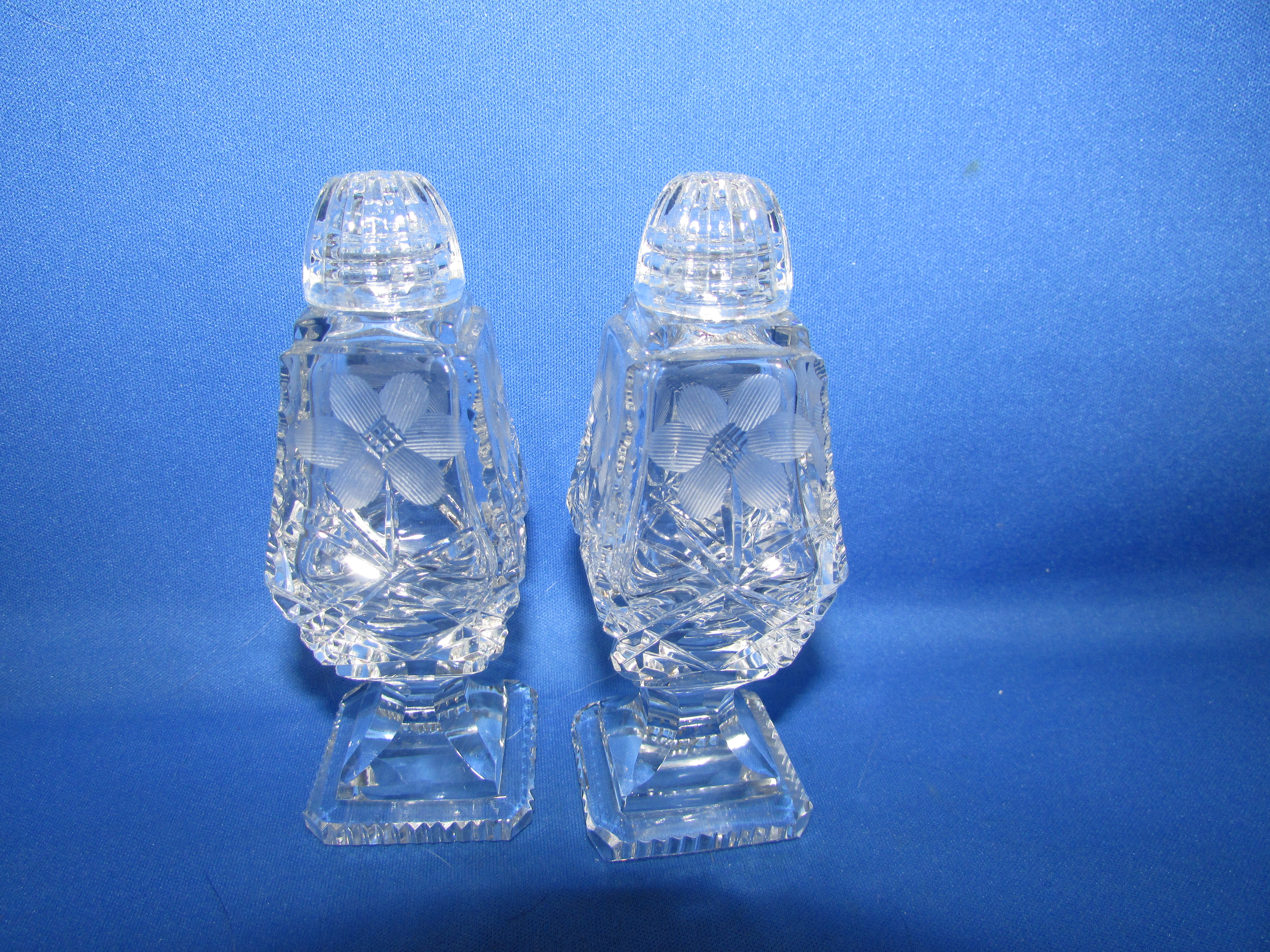 Cut Glass Crystal Salt and Pepper Shakers