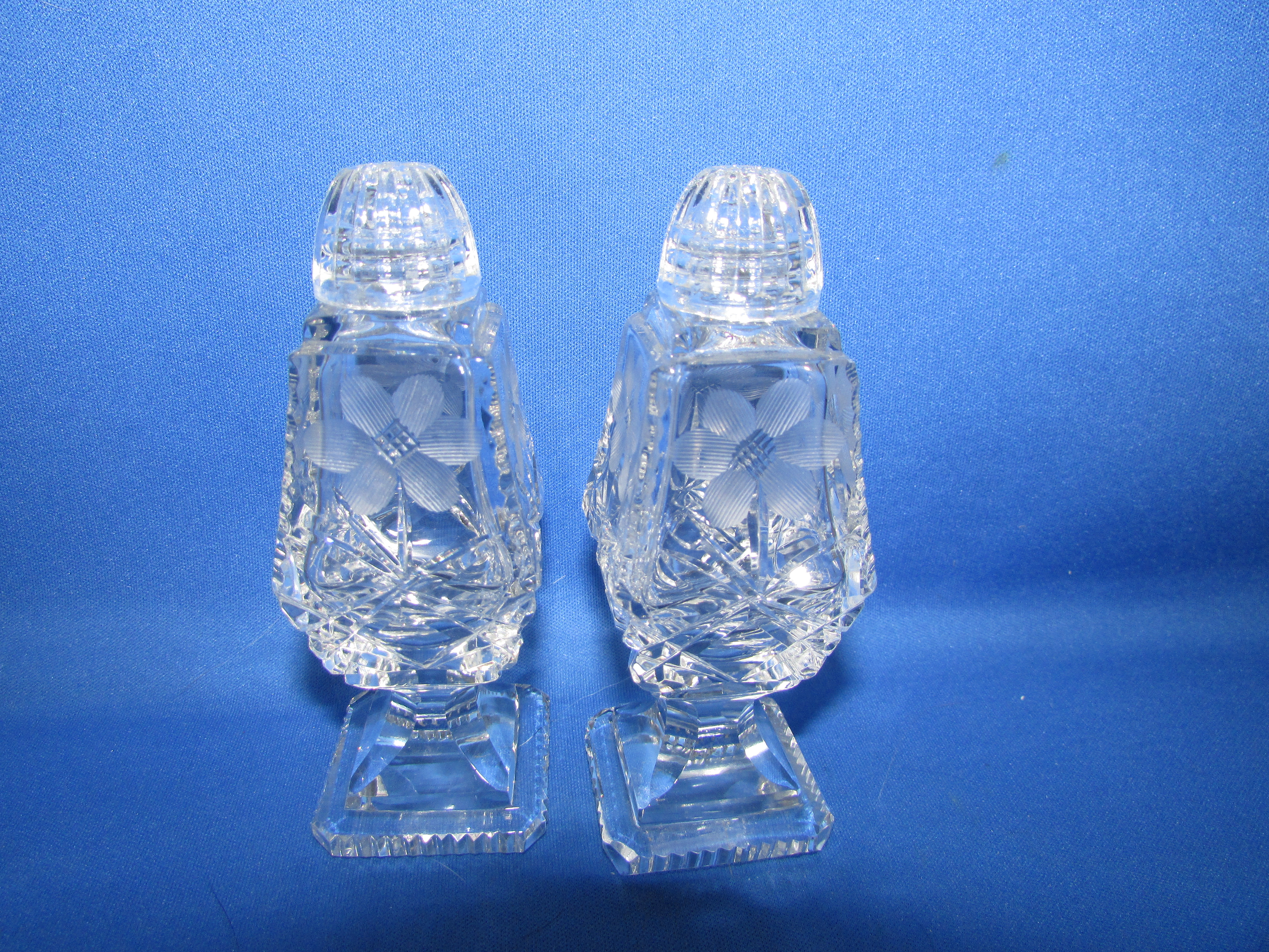 Cut Glass Crystal Salt and Pepper Shakers