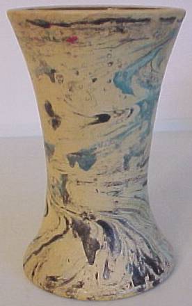 Bauer Pottery Matt Carlton Swirl Decorated Vase