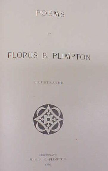 Florus B. Plimton Poems 1886 Poetry Book First Edition