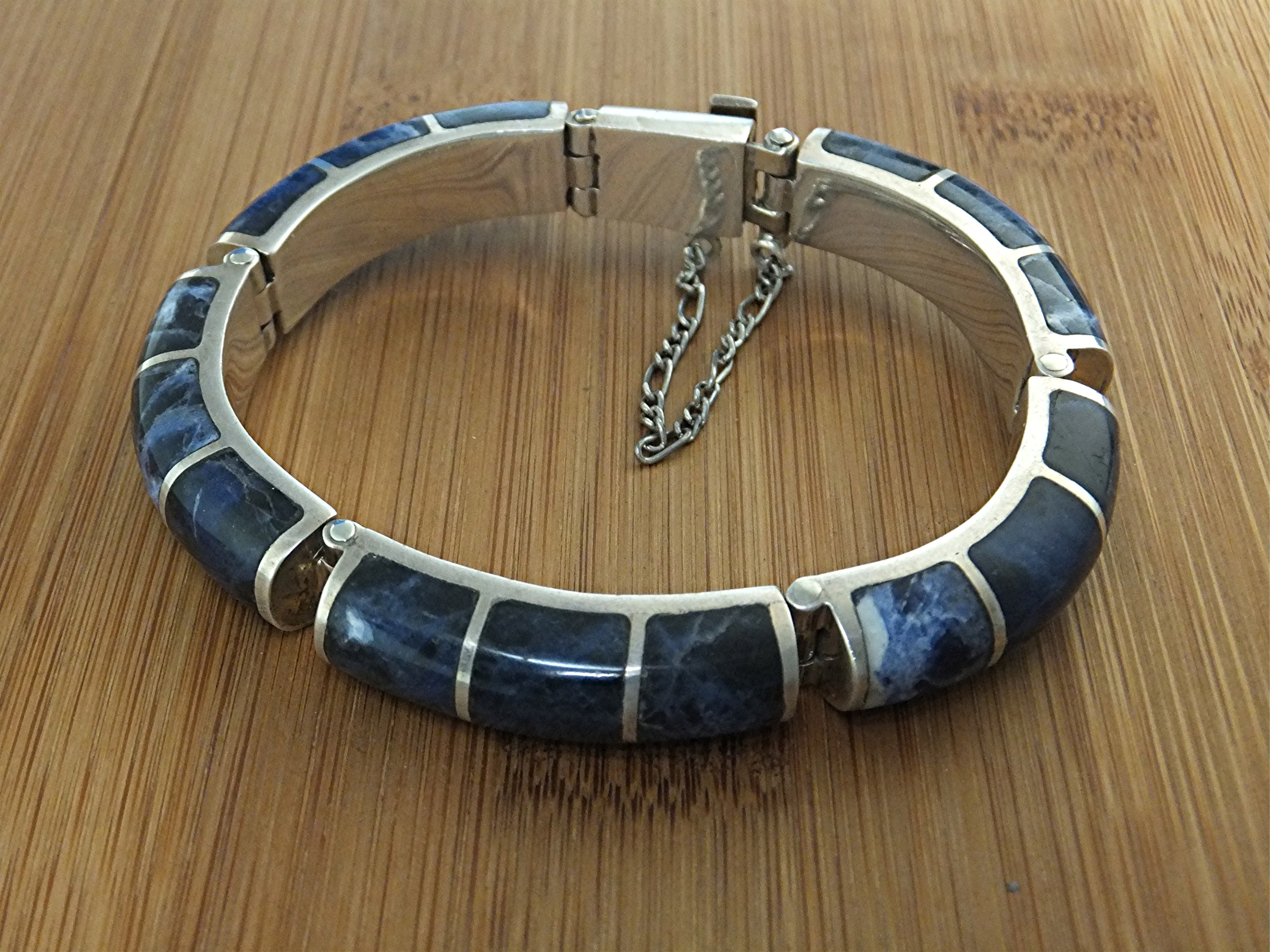 Bracelet Lapis Sterling Silver Taxco Mexico 950