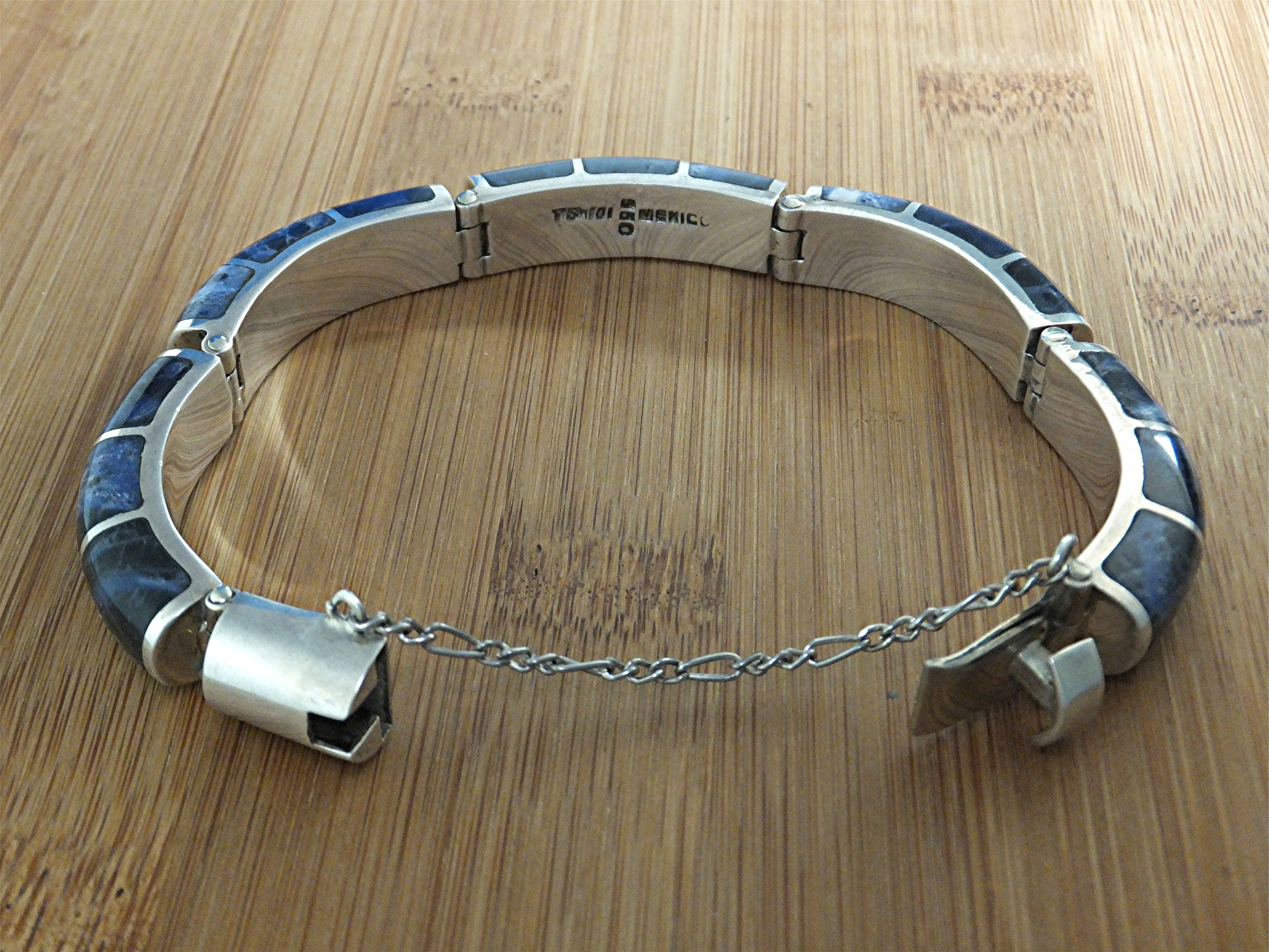 Bracelet Lapis Sterling Silver Taxco Mexico 950