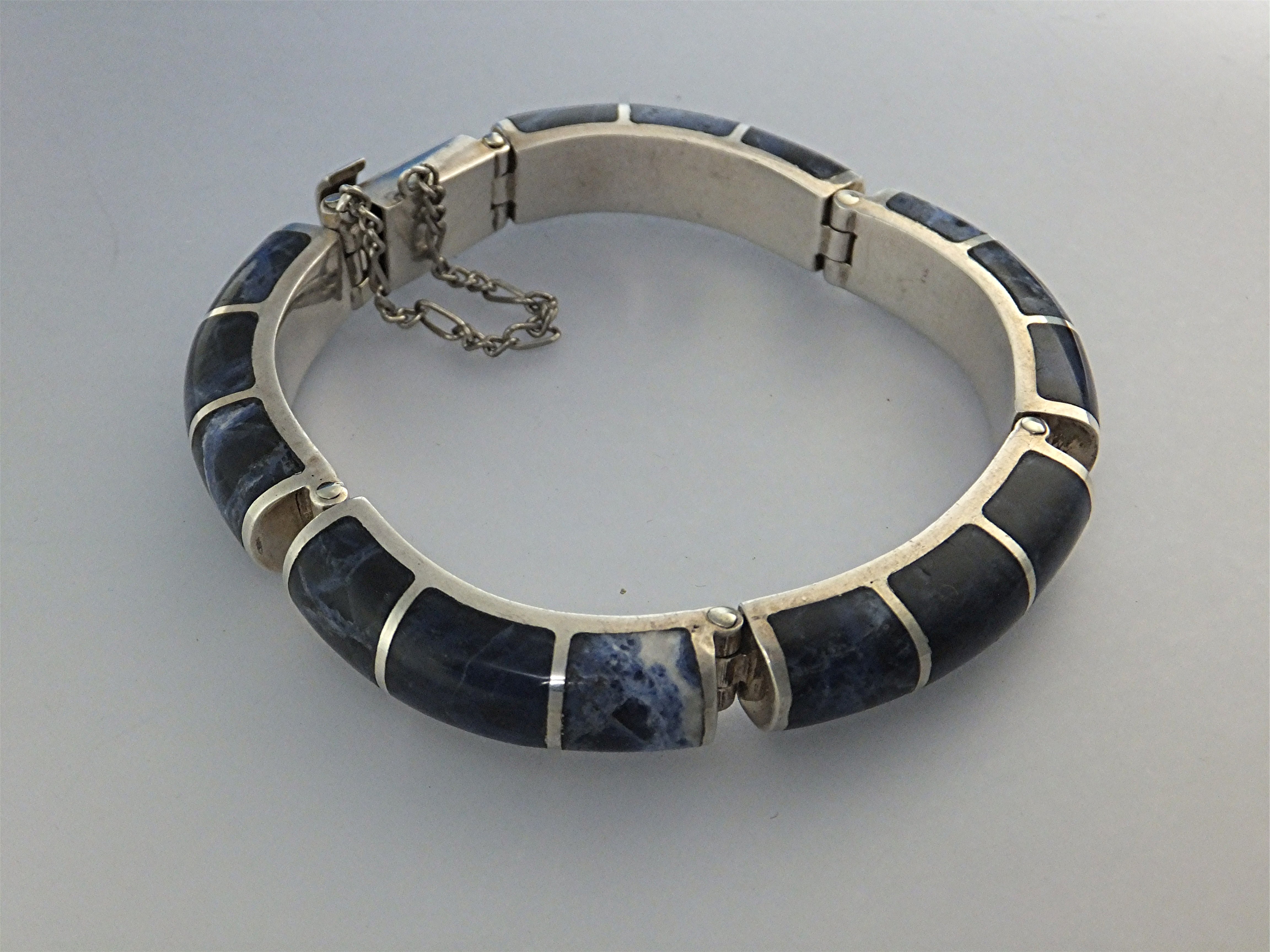 Bracelet Lapis Sterling Silver Taxco Mexico 950